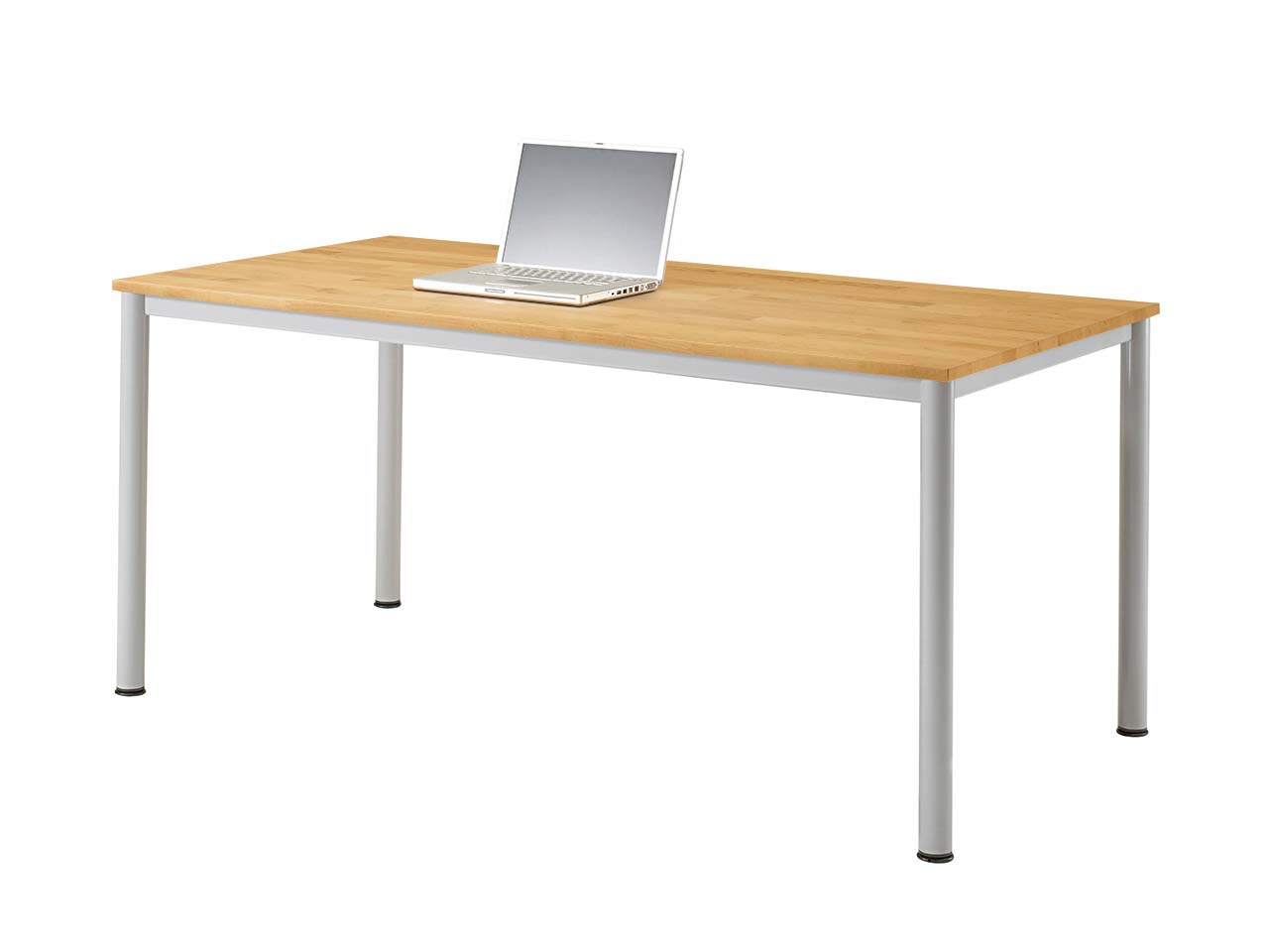 Schreibtisch "CONTACT Base" höheneinstellbar, 160 x 80 cm, silber, Buche geölt