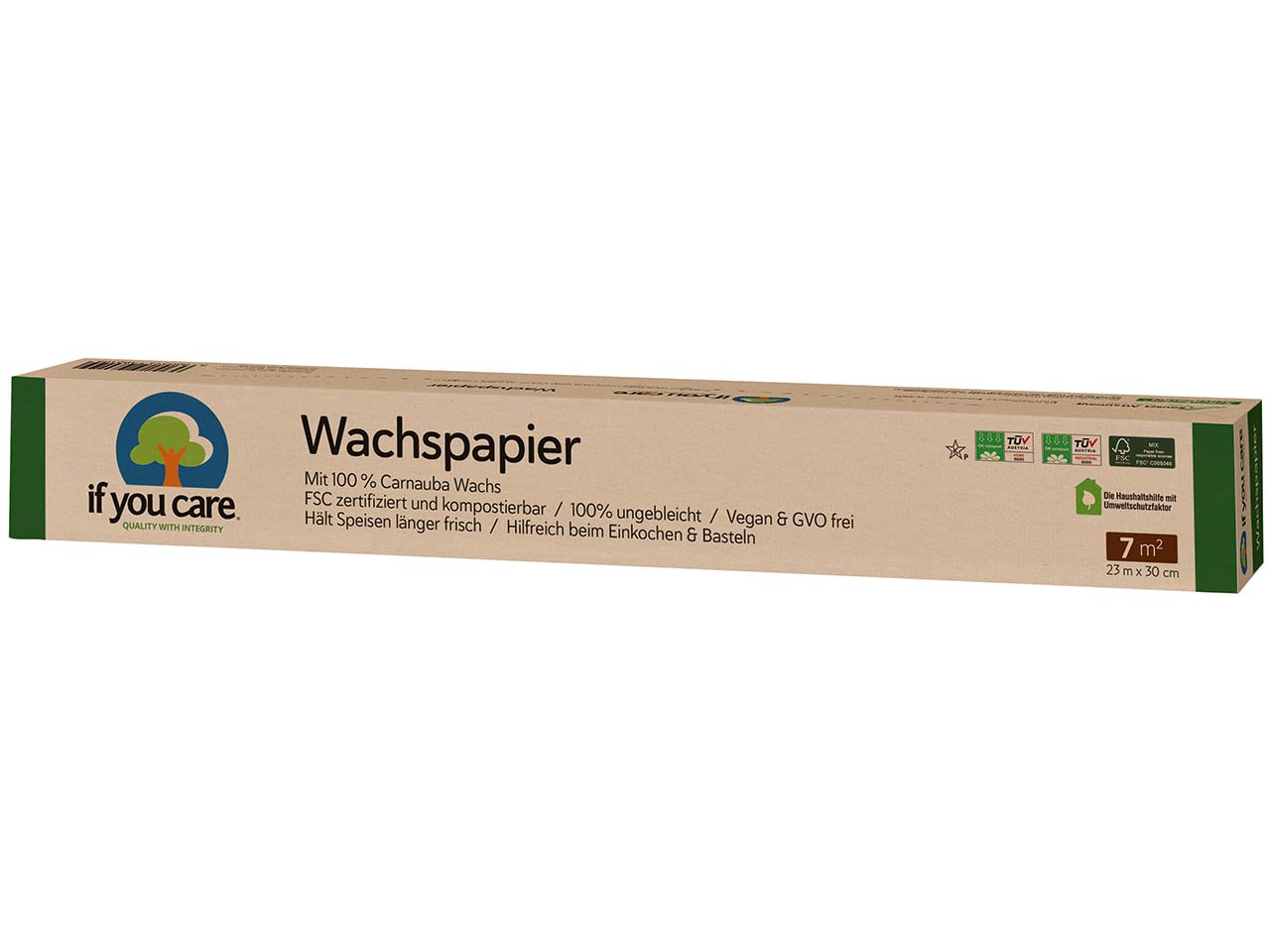 IF YOU CARE Wachspapier, Rolle, 23 m