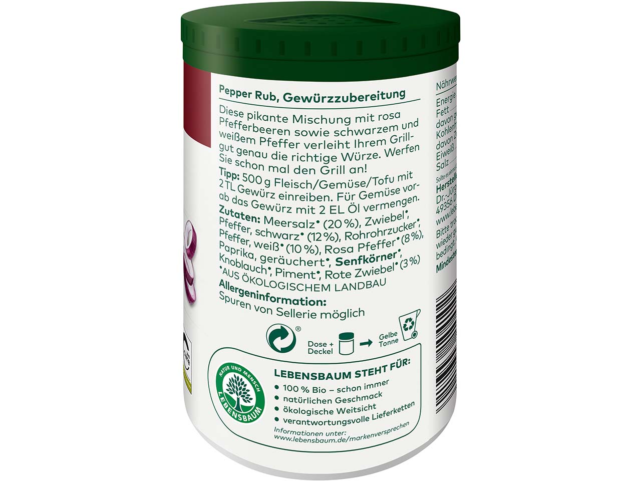LEBENSBAUM Bio-Gewürzmischung "Pepper Rub", 105 g