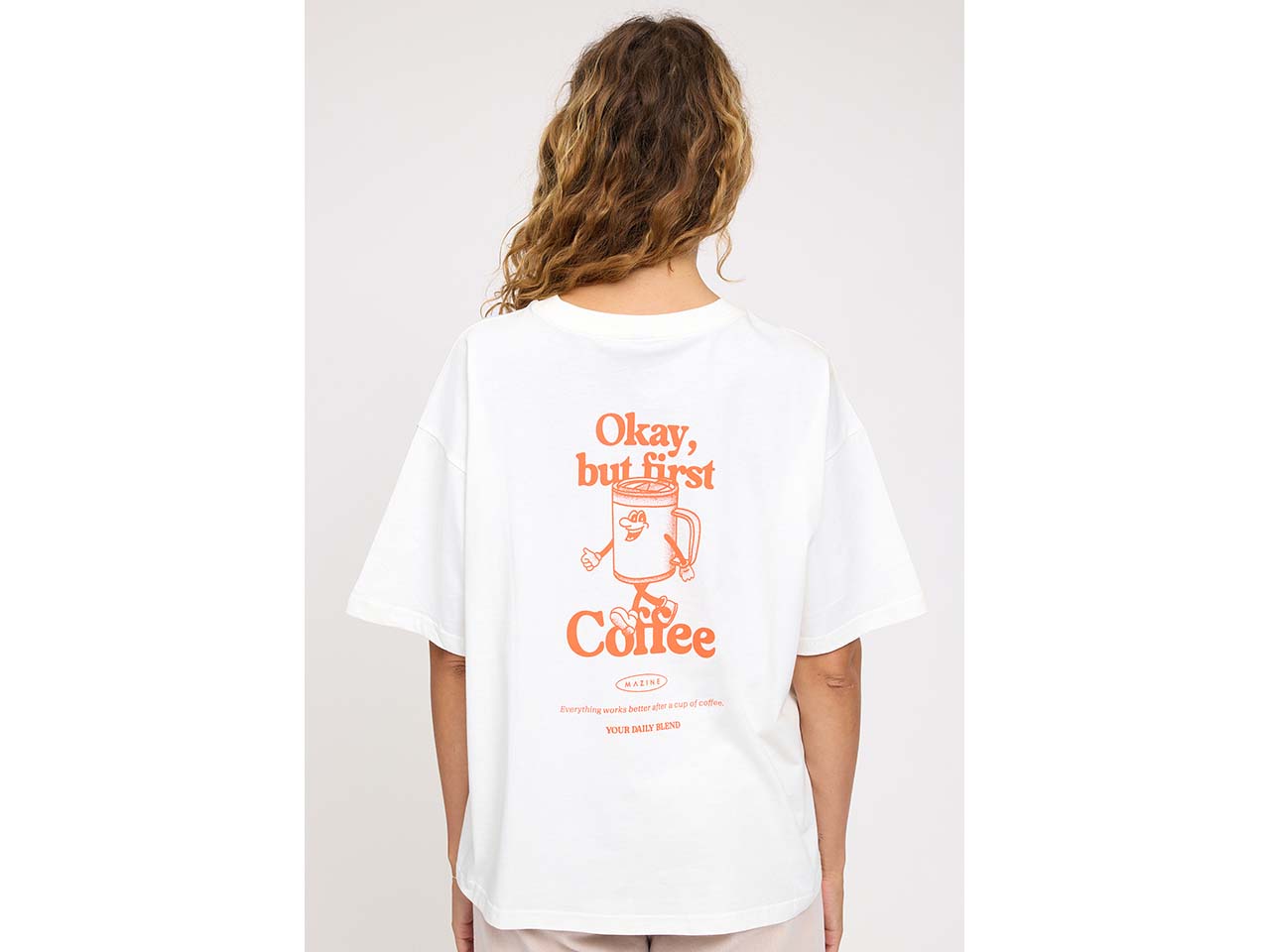MAZINE Damen-Oversized-T-Shirt 'Back Print' mit Rundhalsausschnitt, coffee, Gr. S