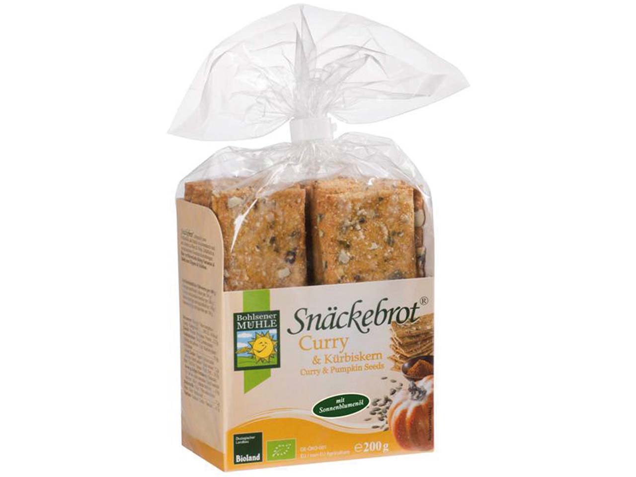Bohlsener Mühle Bio-Snäckebrot Curry und Kürbiskern, 200 g