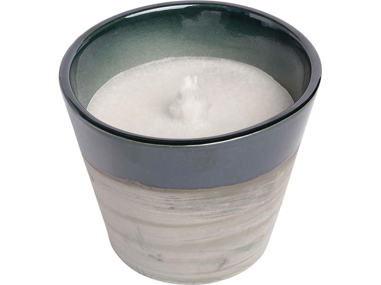 FAIRWERK Schmelzlicht im Tontopf mit Glasfaserdocht, anthrazit/moosgrün