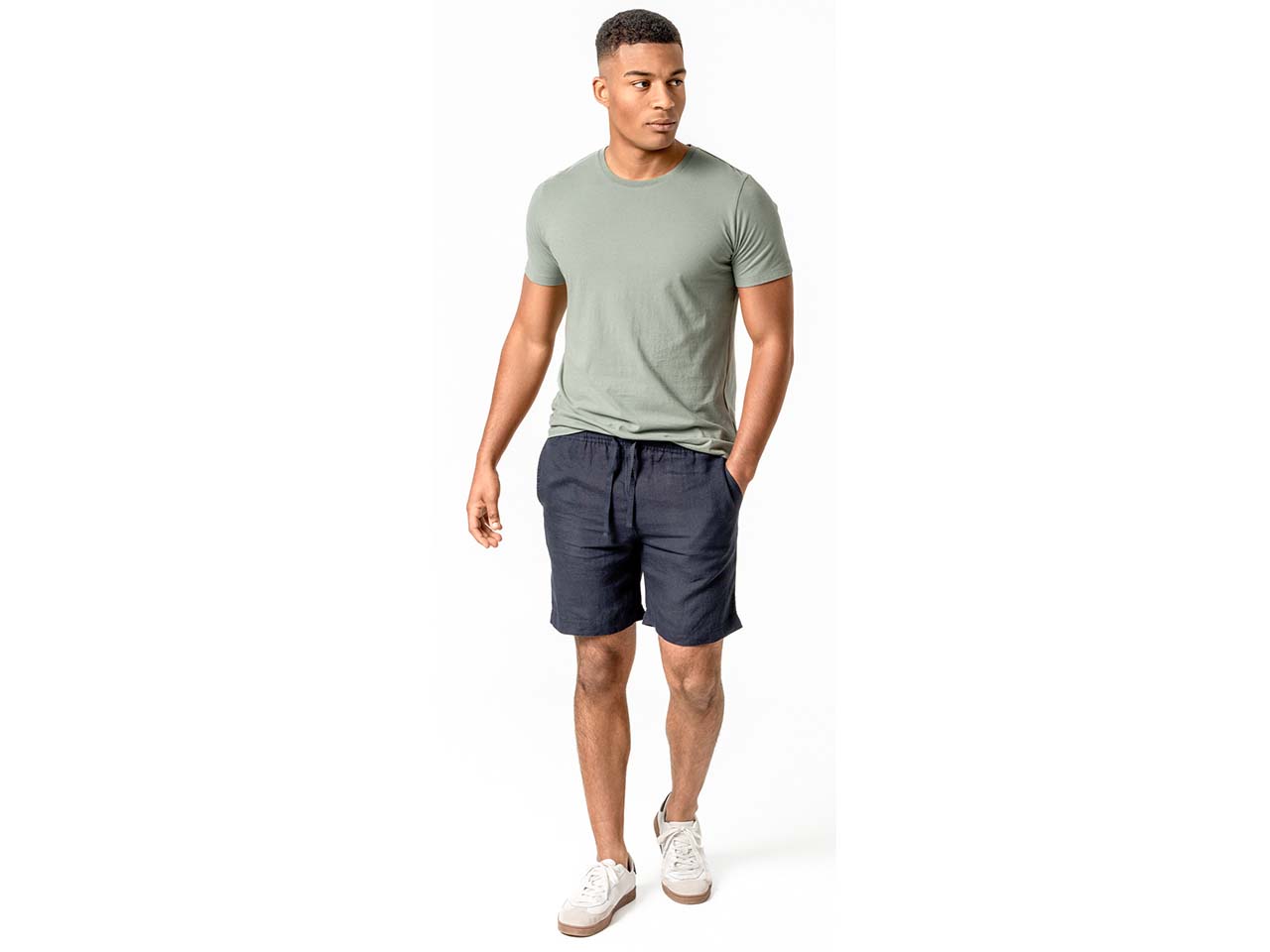 Living Crafts Herren-Bermuda-Short 'ALFON' aus 100 % Leinen, deep sea, Gr. 50