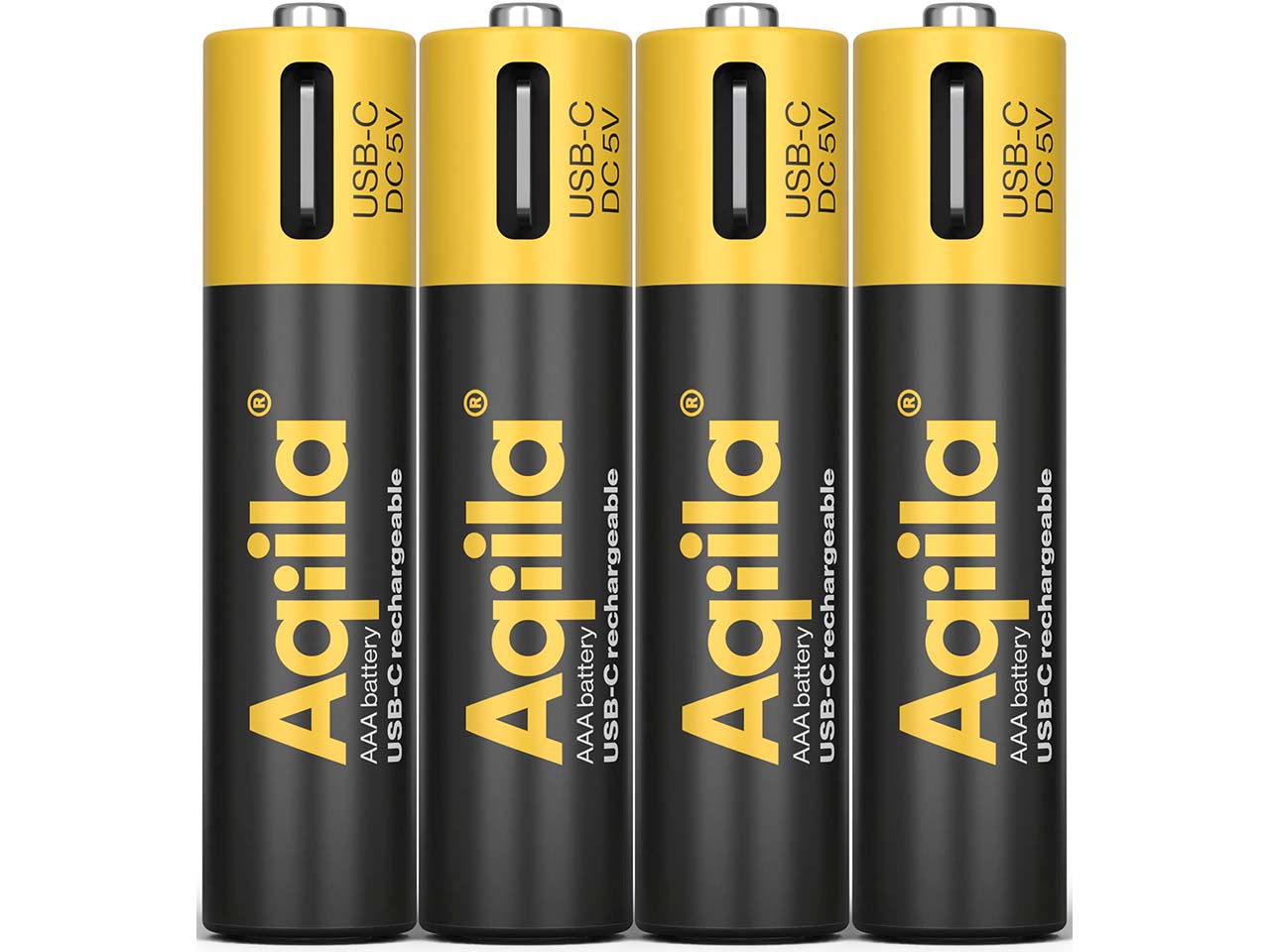 Aqiila Akku-Batterie zum Wiederaufladen über USB-C, Micro AAA, 1,5V, 600 mAh, 4 Stk.
