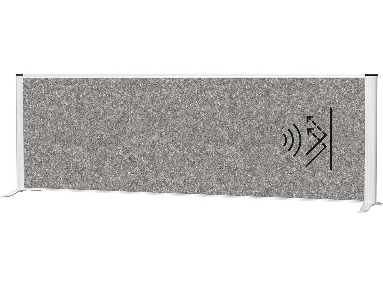 MAUL Sideboard-Trennwand "MAULconnecto" silber, Akustik 160 x 50 cm, dunkelgrau