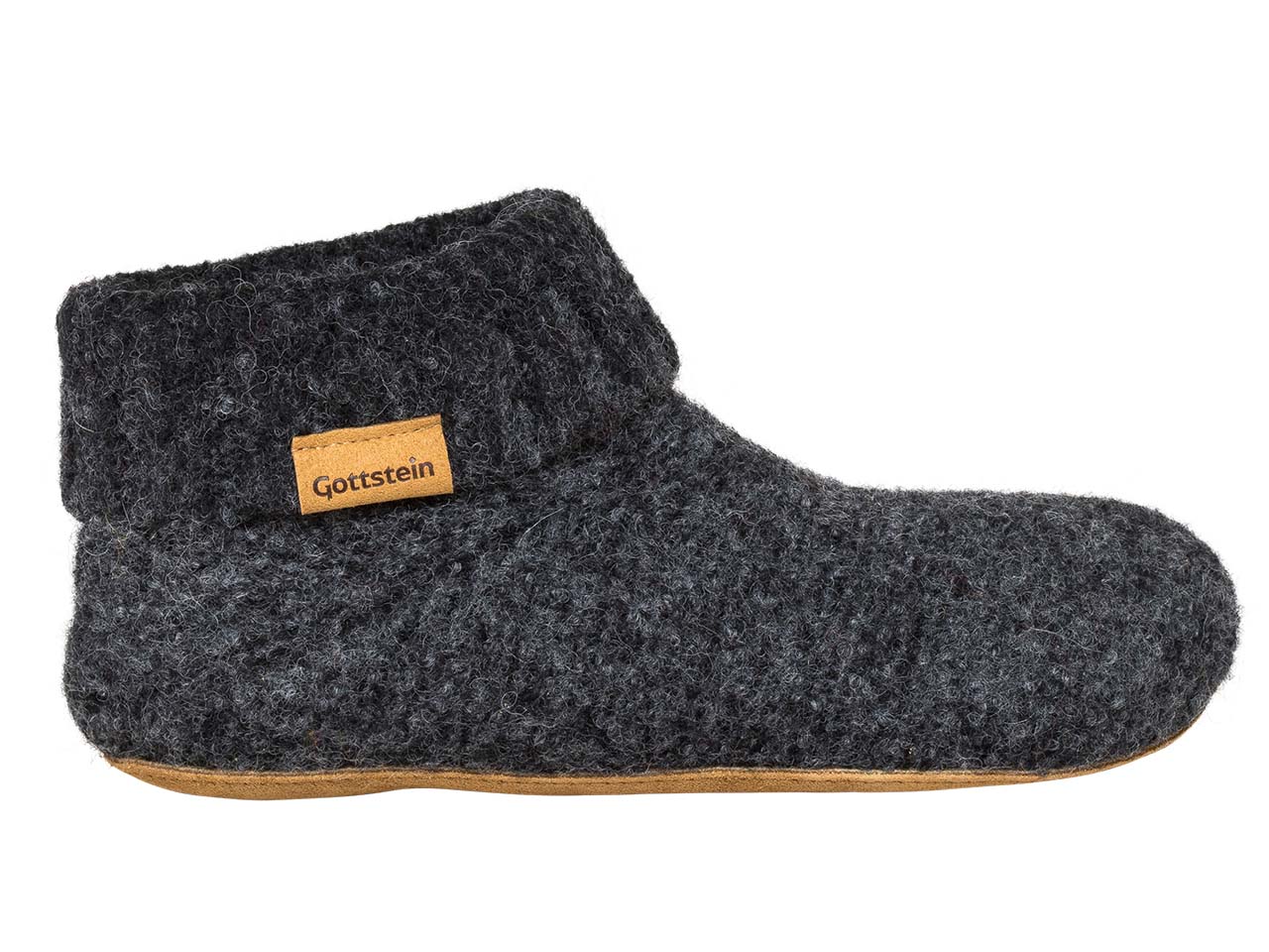 Gottstein Hausschuhe "Knit Boot" schwarz melange, Gr. 41