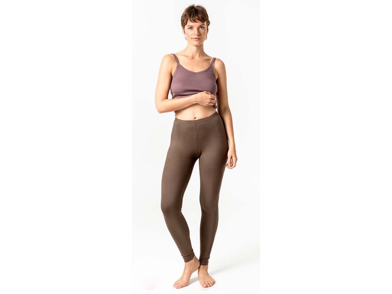 Living Crafts Bio-Damen-Leggings 'ANNEDORE' ohne Seitennähte, earth, Gr. L