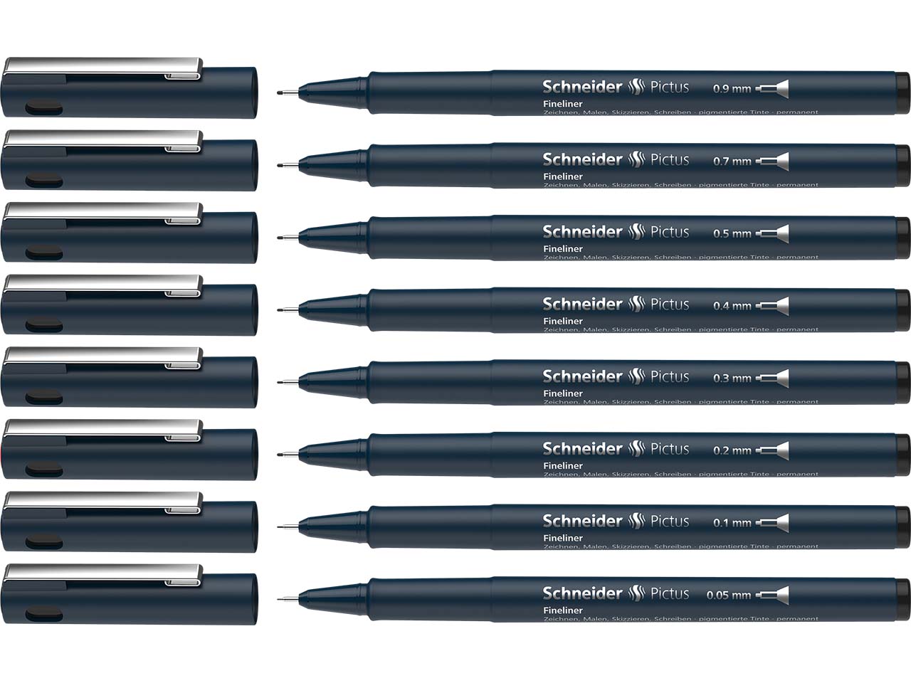 Schneider 8er Pack Fineliner "Pictus" schwarz