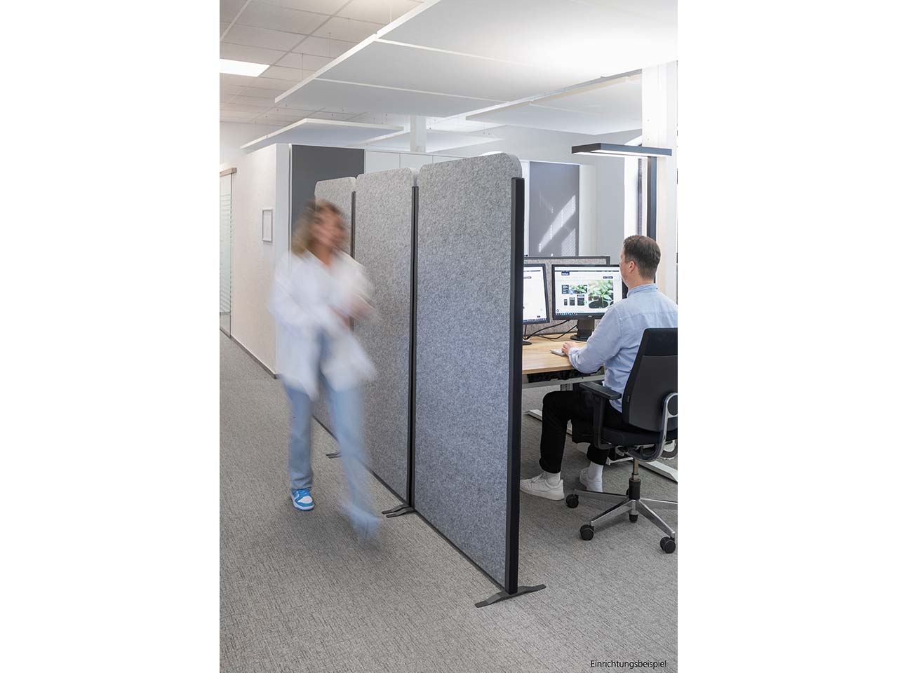 MAUL Stellwandsystem "MAULcocoon" anthrazit, Akustik 100 x 180 cm, Stand, dunkelgrau