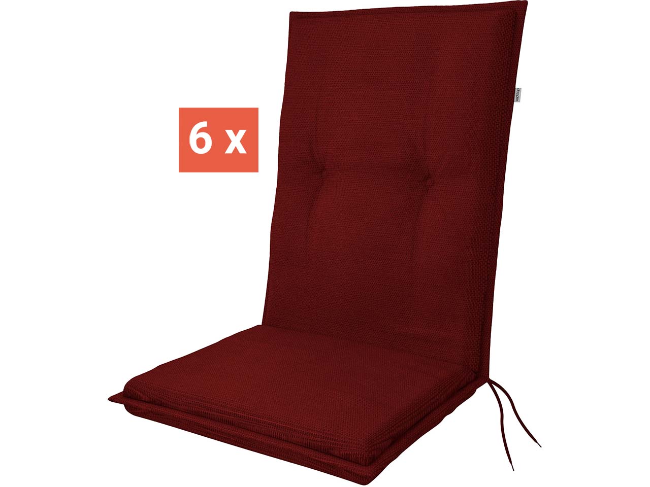 doppler Auflage "STAR" Midi, 6er-Pack, 110x48x6 cm, Polyester, bordeaux