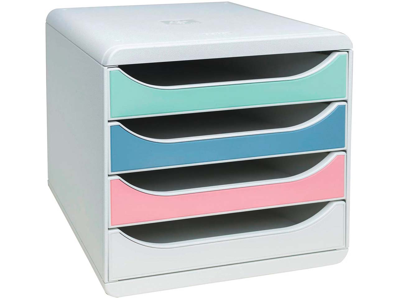 Exacompta Schubladenbox "Big Box AutentiK" DIN A4+, 4 Schubladen fbg sort., Korpus weiß