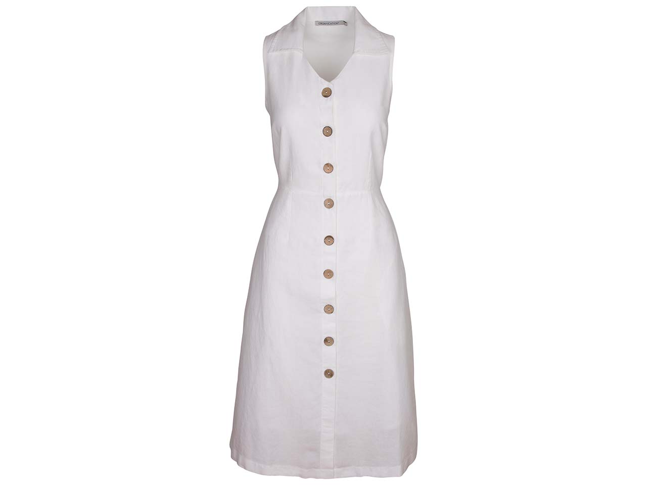 ORGANICATION Bio-Damen-Midi-Kleid mit Kragen white, Gr. S