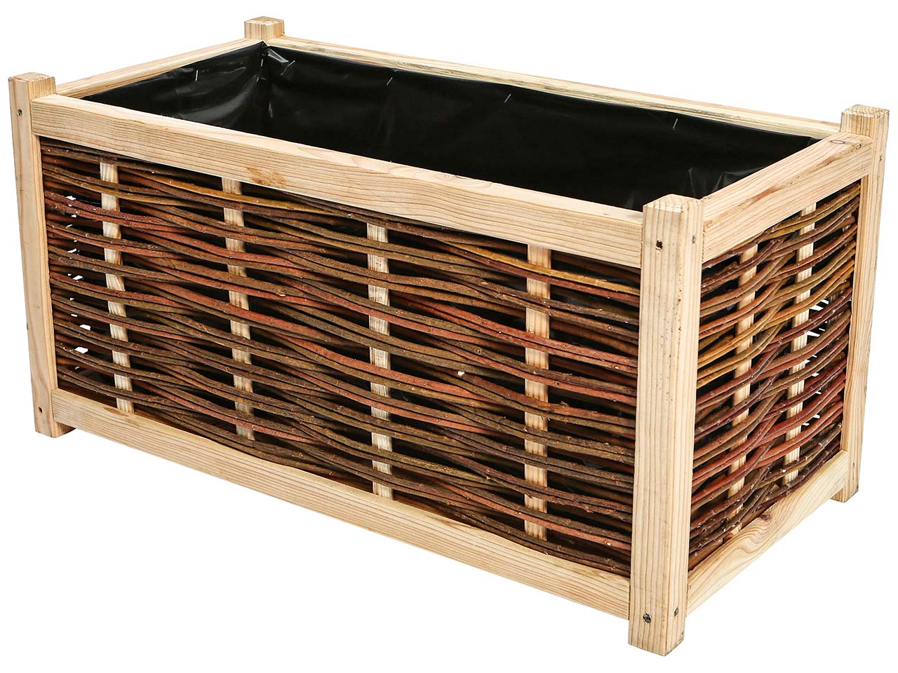 Pflanzkasten aus Lärche und Weide, mit Folie, B 80 x T 40 x H 40 cm
