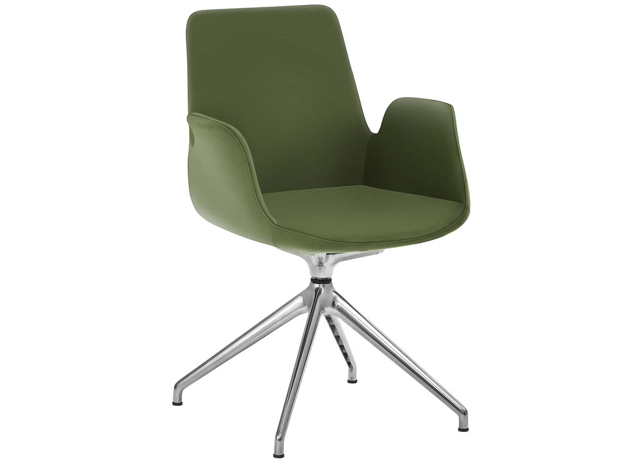 Besucherstuhl "2009" mit Sternfuß-Gestell, Aluminium, farngrün