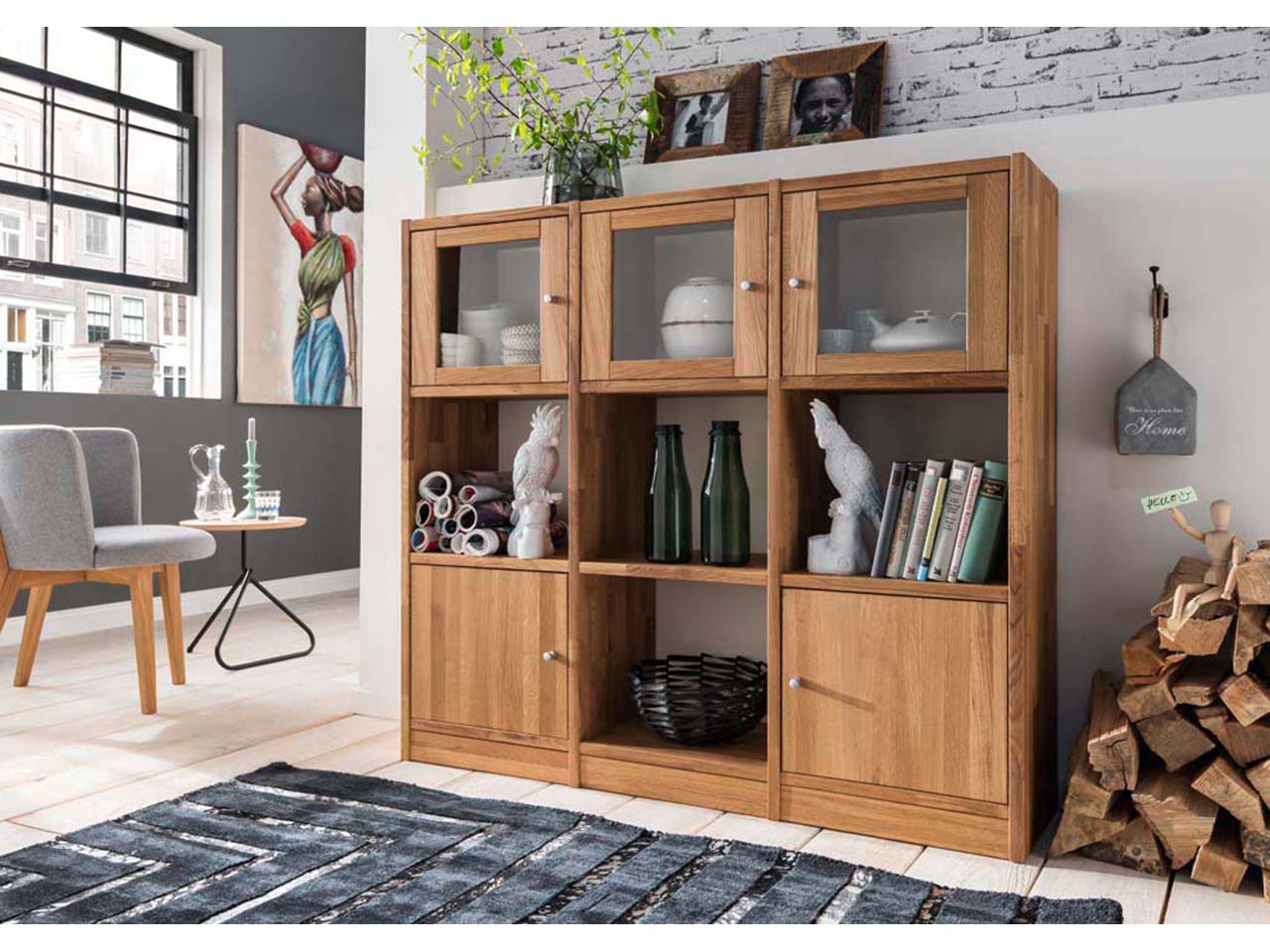 Regal "Grid 2" B 136 x T 34 x H 125 cm, Wildeiche geölt