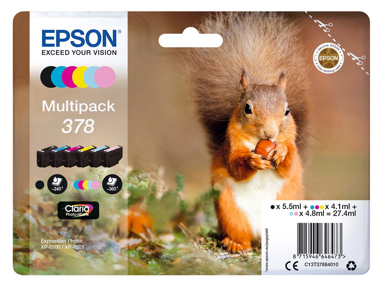 Epson 6er Set Tintenpatronen 378 schwarz, cyan, magenta, gelb, light-cyan, light-magenta