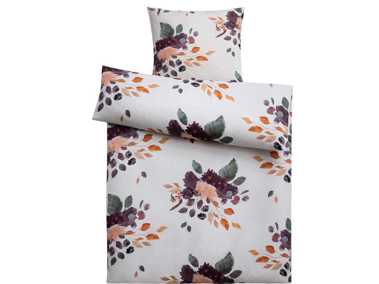 Cotonea Satin-Bettwäsche "Herbstblumen" aus Bio-BW 80 x 80/155 x 220 cm