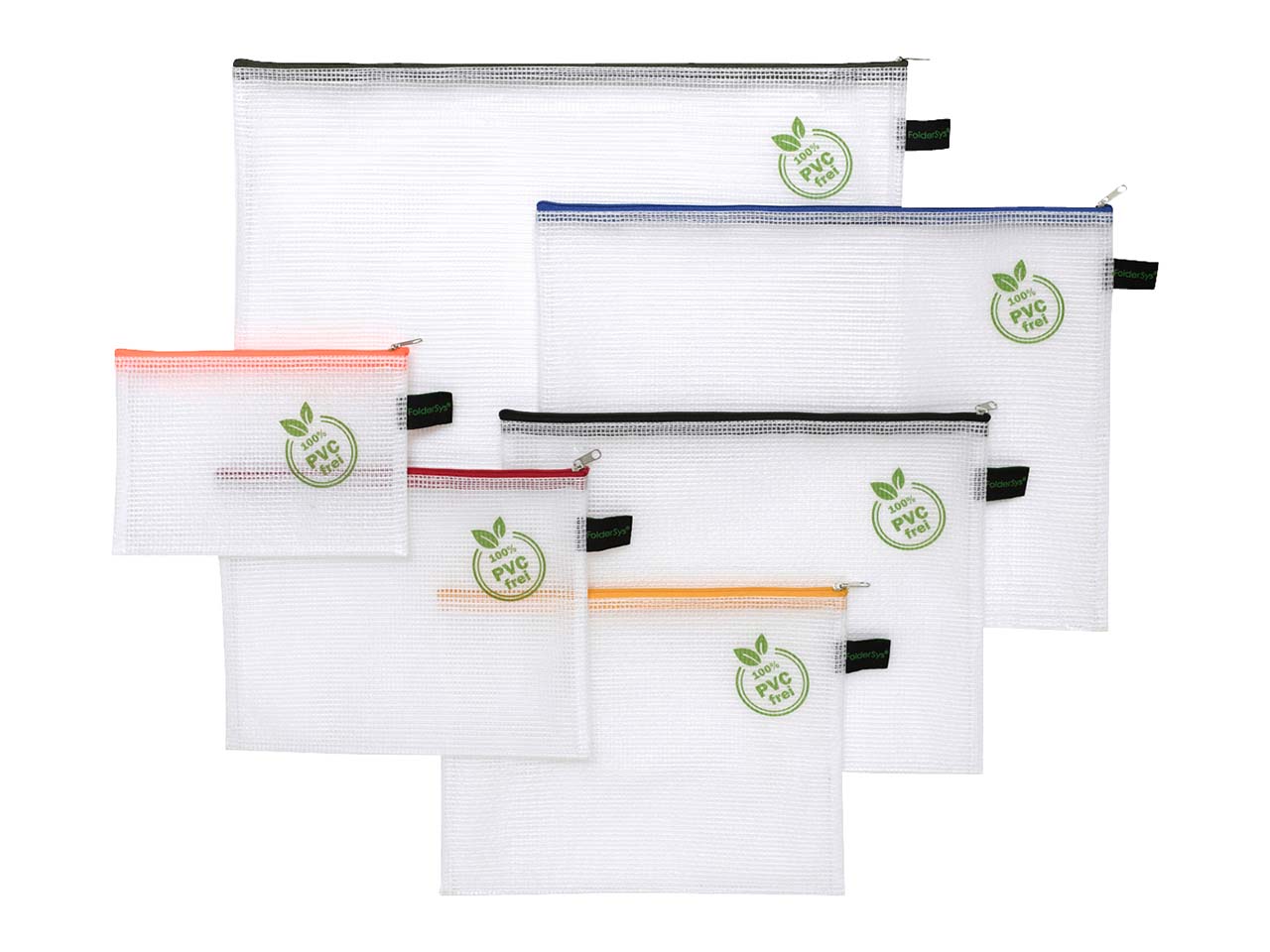FolderSys Reißverschlussbeutel 'Phat-Bag', 6er-Set, sortierte Farben