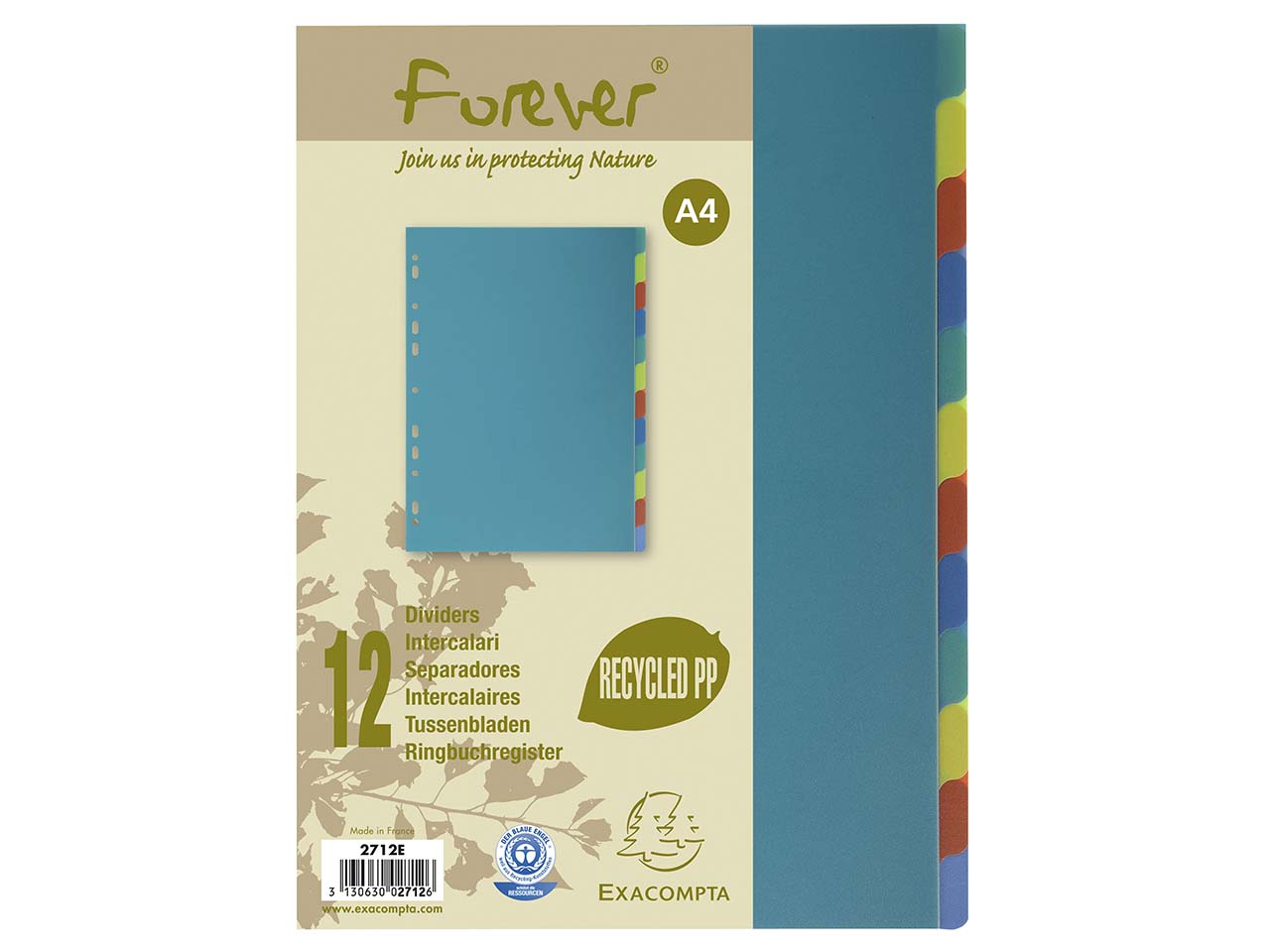 Exacompta Register 'Forever' A4 aus Recycling-PP 12-teilig