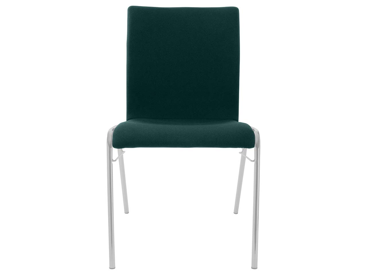 Besucherstuhl 'A45' Buche, Gestell silber, Steg, Vollpolster dunkelgrün