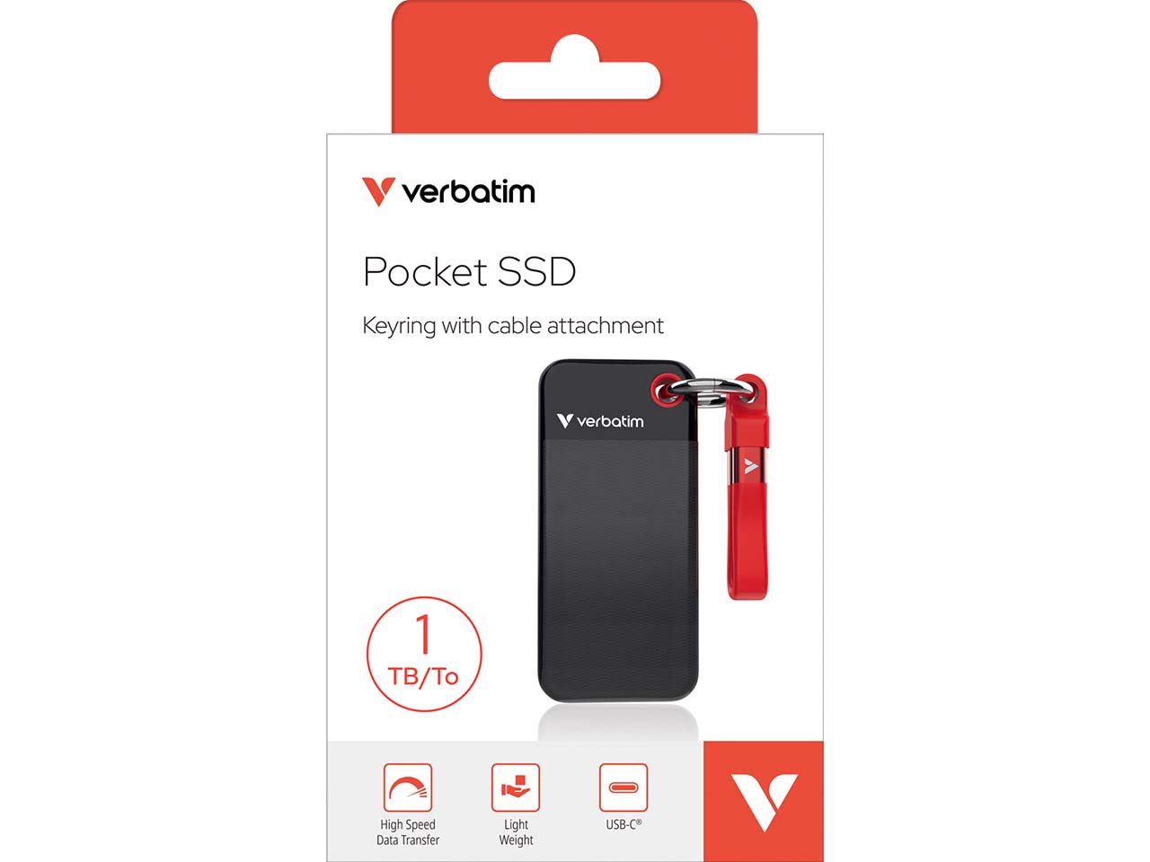 Verbatim Externe SSD-Festplatte "Pocket" schwarz, rot 1 TB
