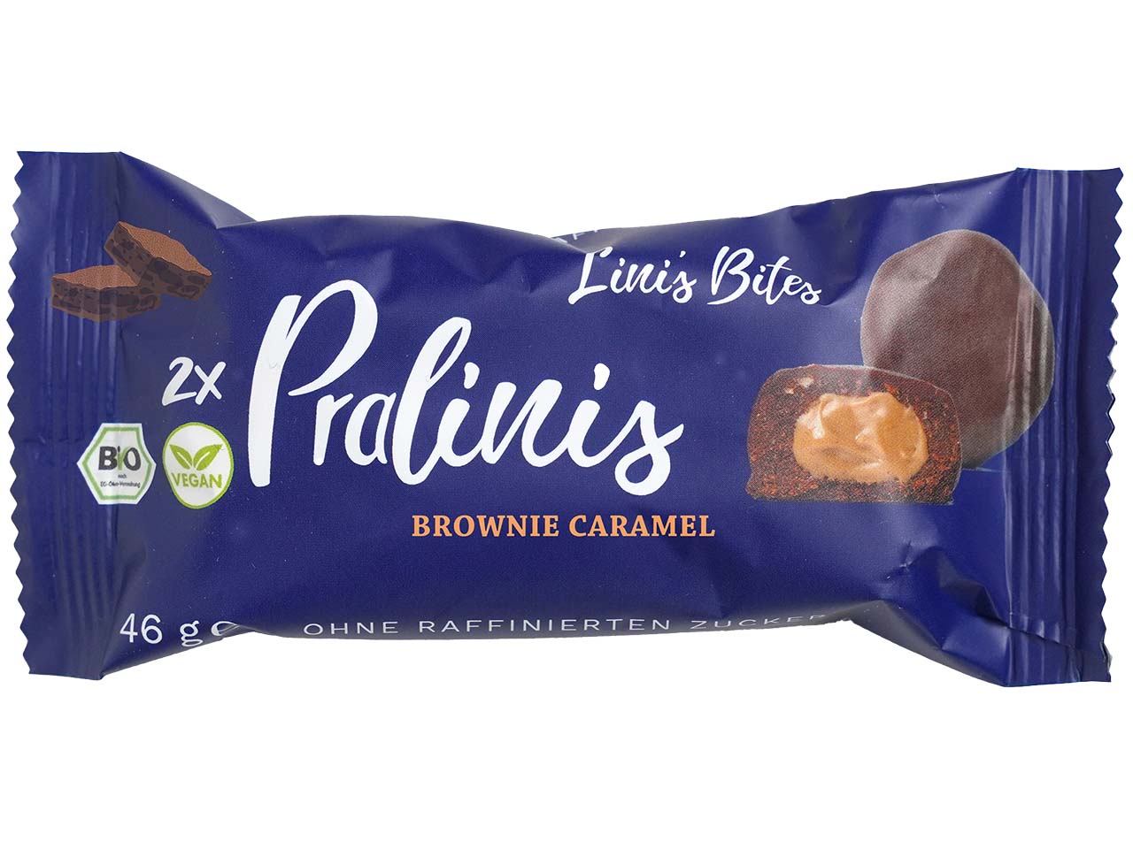 Lini's Bites Bio-Dattelkugel "Pralinis", Brownie Caramel, vegan, 46 g