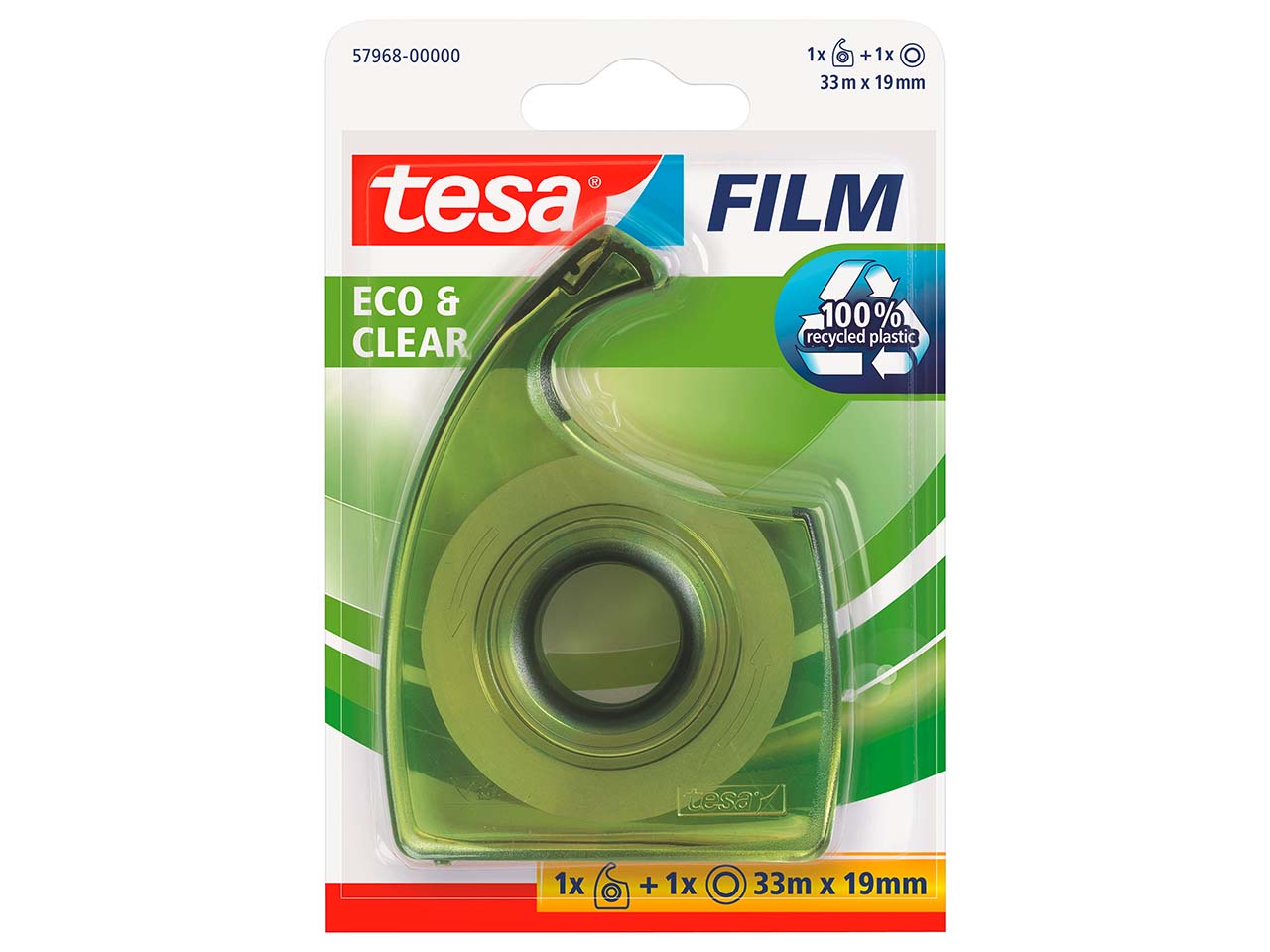 tesa Klebebandabroller "Easy Cut" inkl. tesa Klebeband "Eco & Clear" 33 m x 19 mm