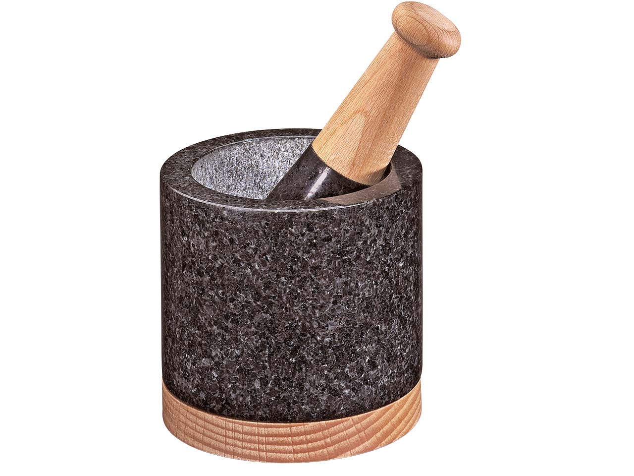 cilio Mörser "MERKUR" mit Untersetzer aus Buchenholz, Ø 10 cm