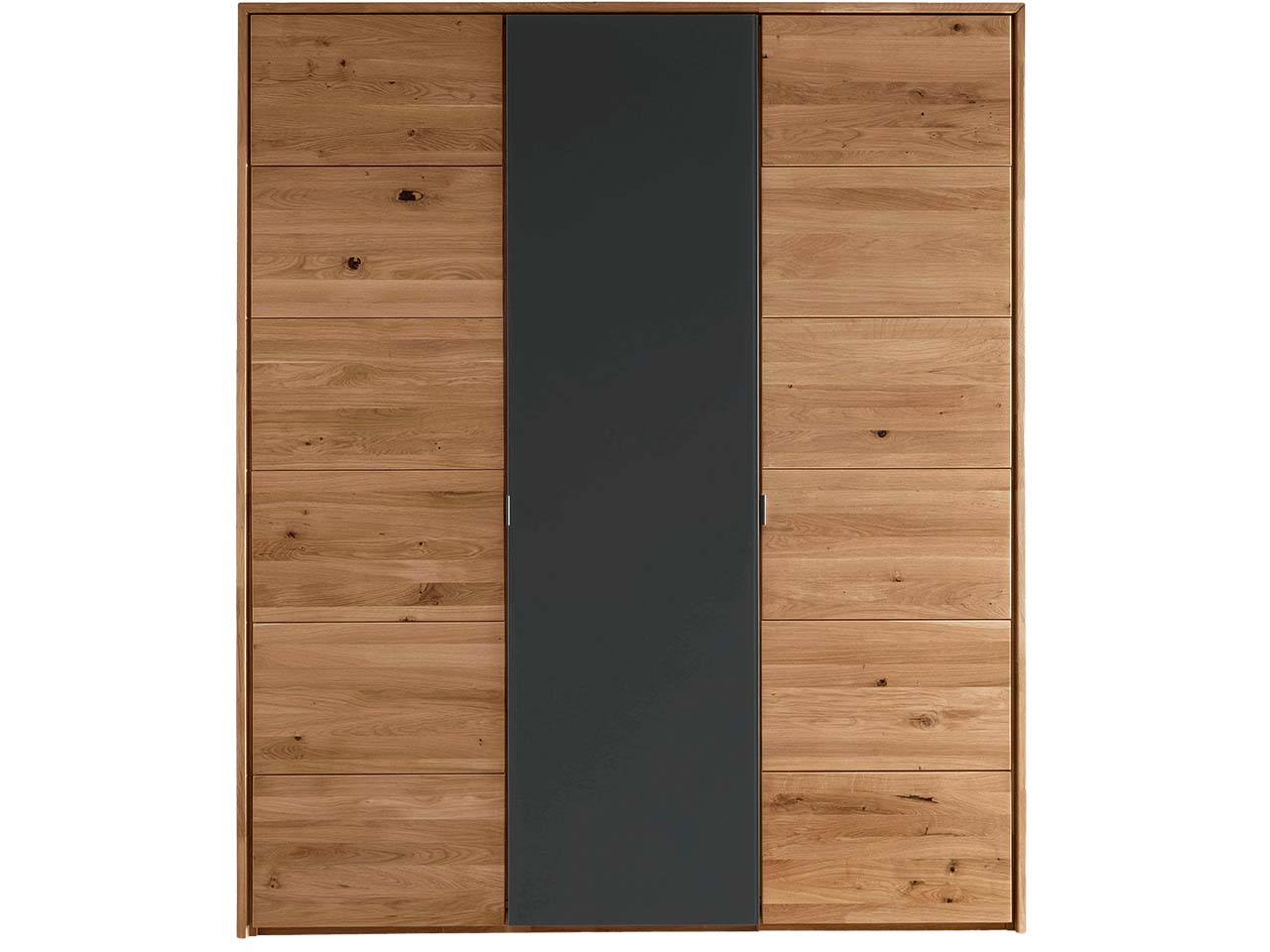 Kleiderschrank "Bolle" 3-türig mit Glas, anthrazit