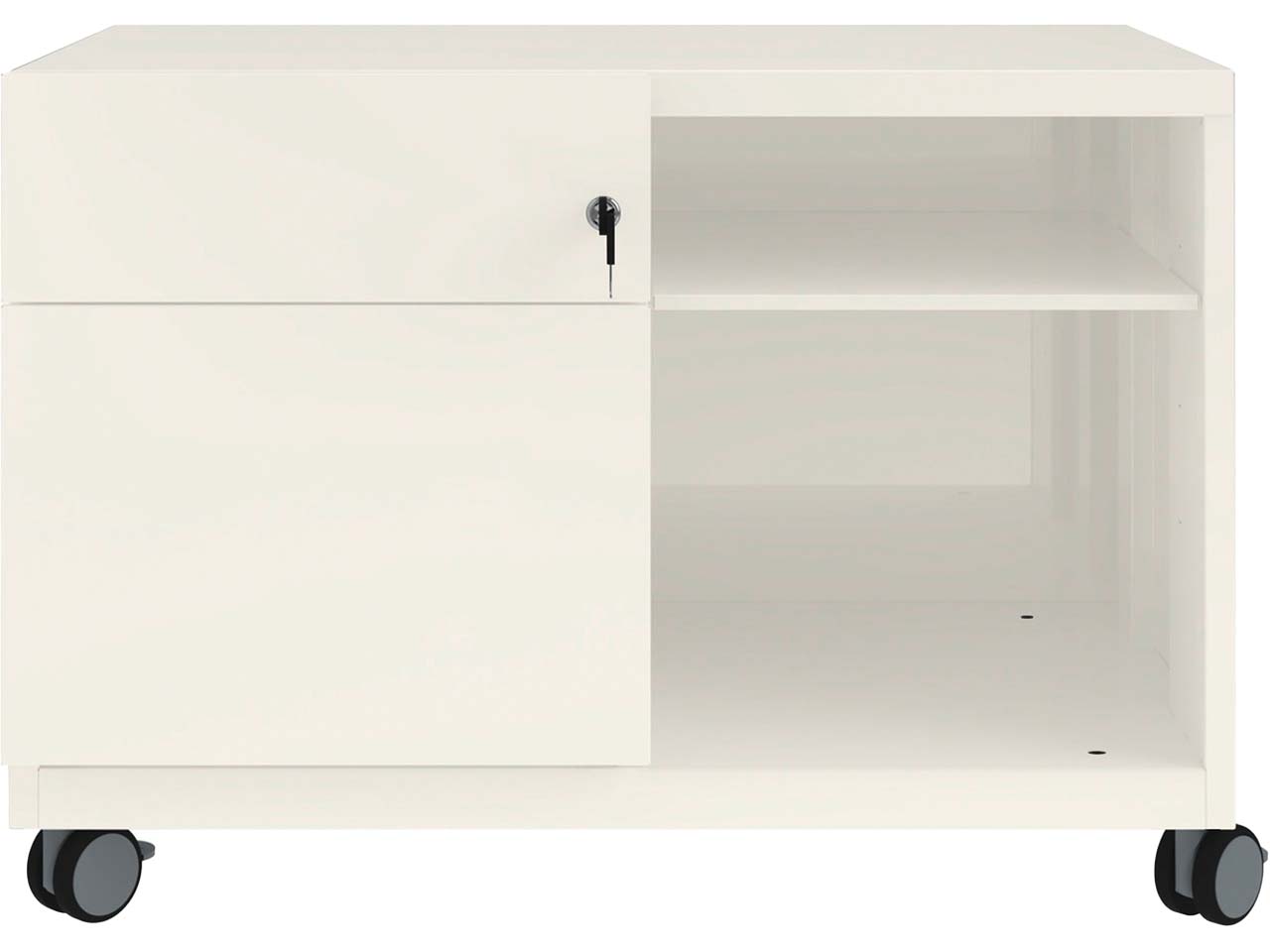 BISLEY Rollcontainer "Caddy Note™" Schubladen und Ziehgriff links, verkehrsweiß