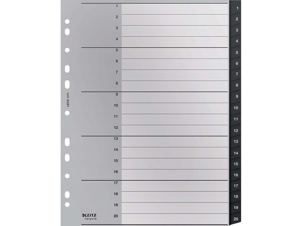 Leitz Recycle Register, PP, extrabreit, 1-20