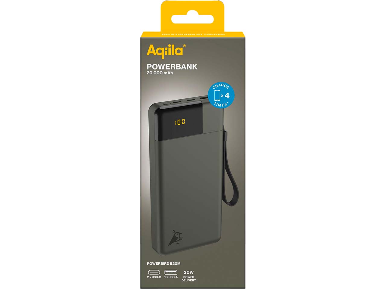 Aqiila Powerbank "Powerbird B20" 20.000 mAh, moosgrün