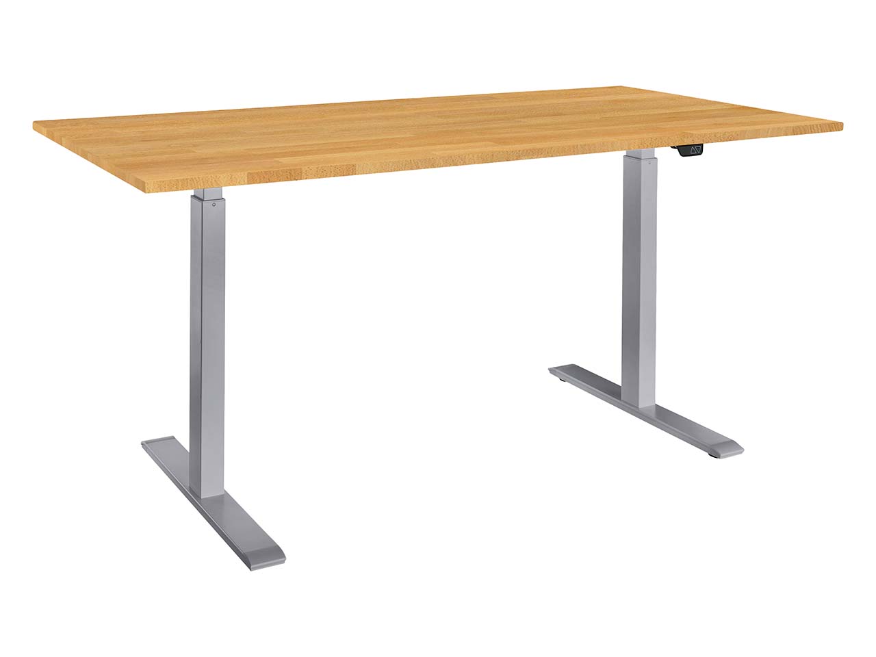 memo Höhenverstellbarer Schreibtisch "ON" grau, Buche massiv, B 100 x T 70 cm