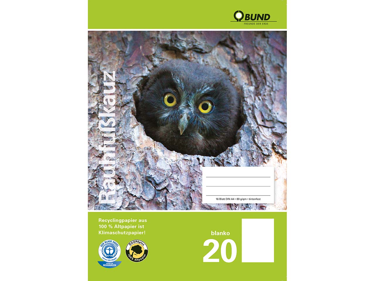 BUND Heft A4 Lineatur 20 blanko