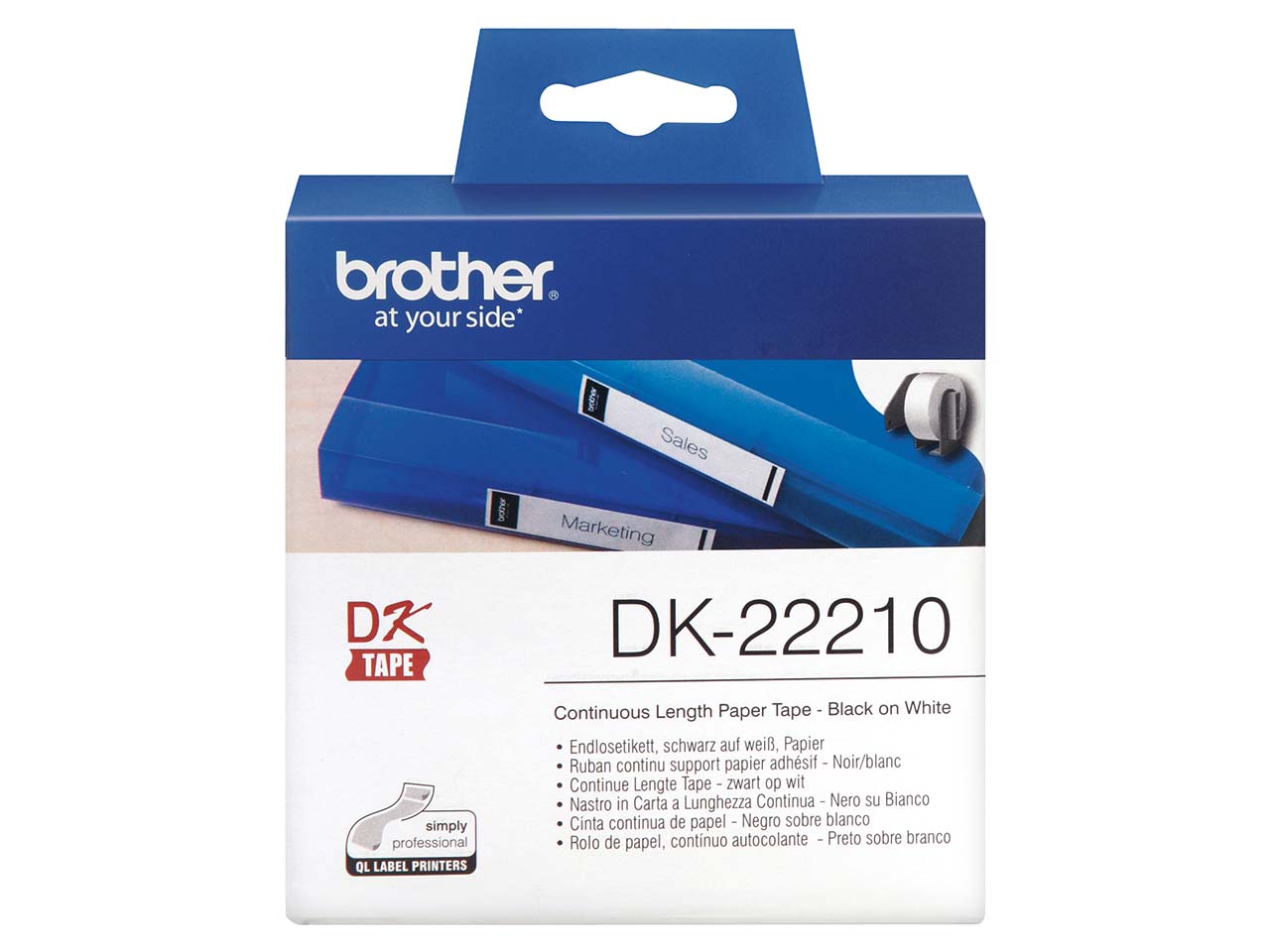 Brother Endlosetiketten 'DK-22210' weiß 29 mm x 30,48 m