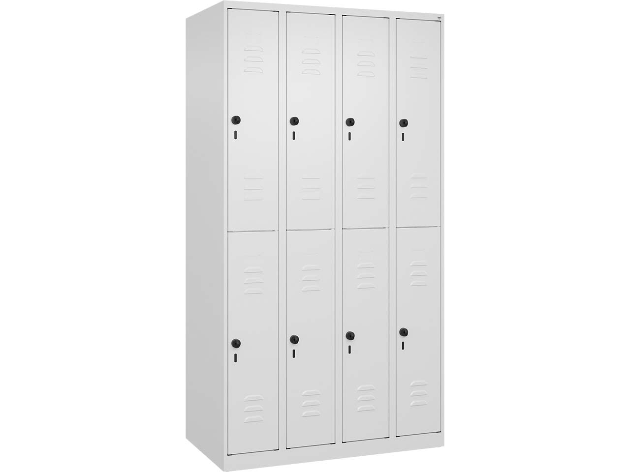 C+P Doppelstock-Spind Classic PLUS, 8 Fächer, 1850x1000x500mm, Verkehrsweiß/Verkehrsweiß