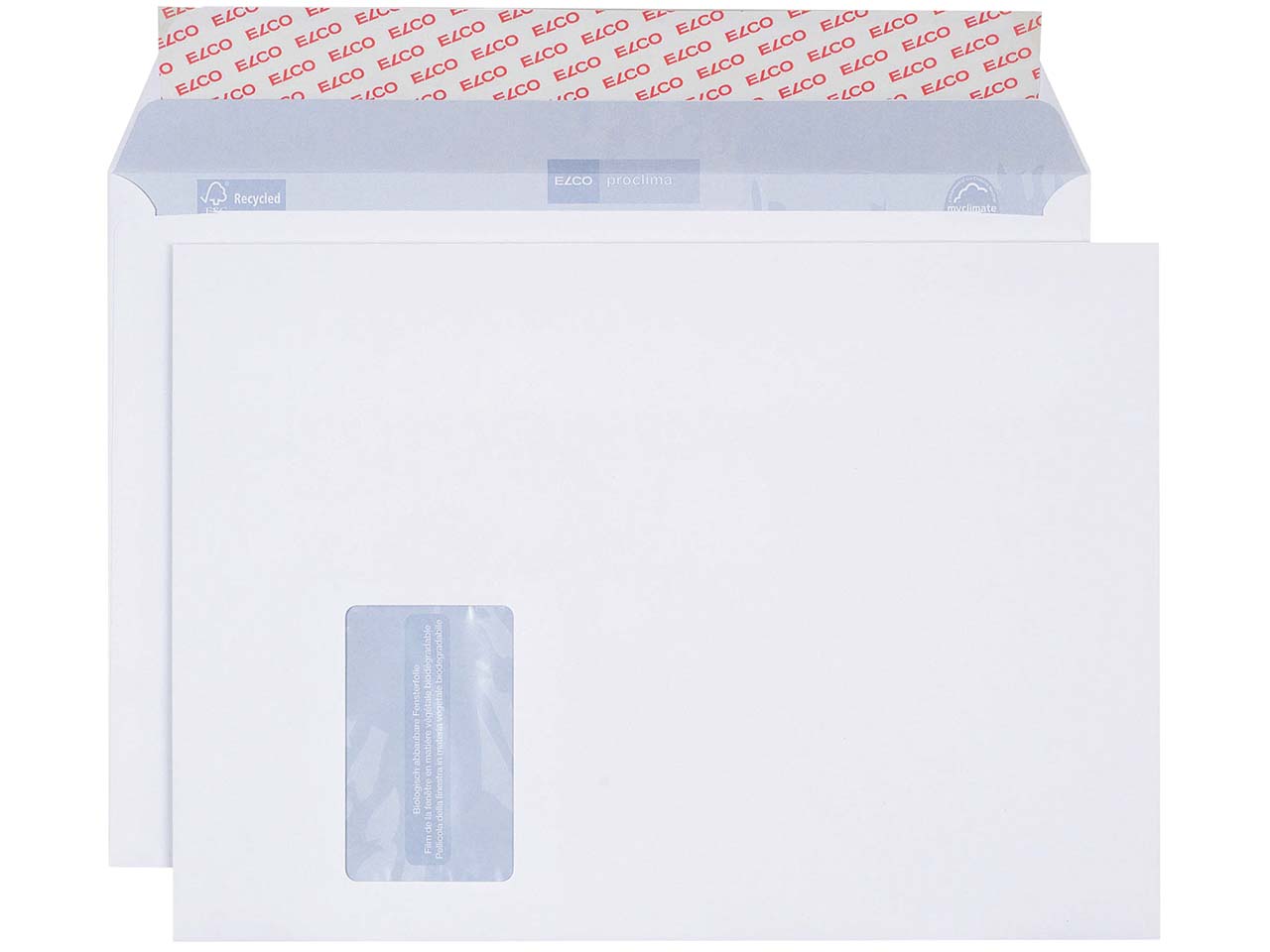250 Elco Proclima Briefumschläge DIN C4, mit Haftklebung, mit Fenster