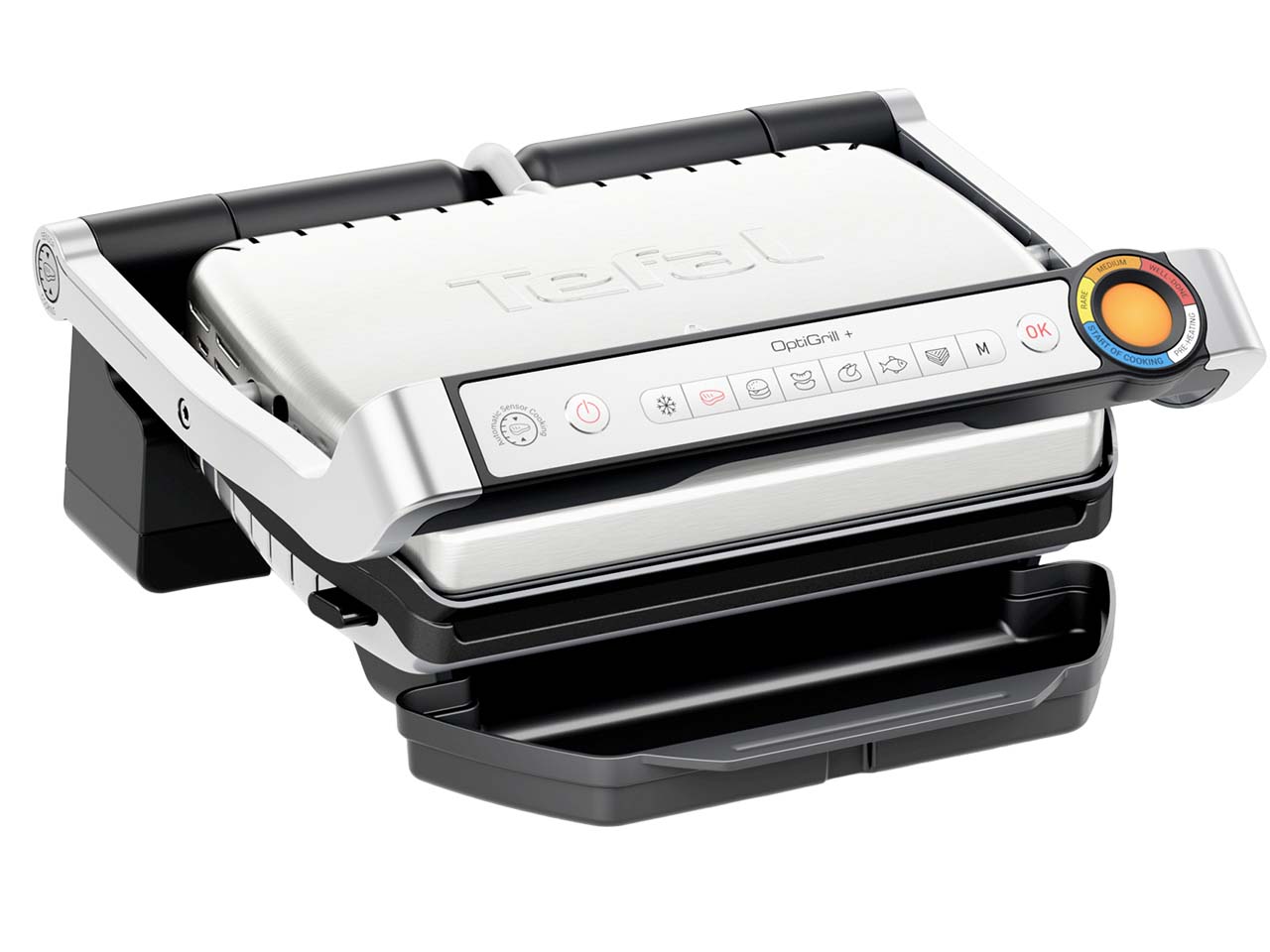 Tefal Kontaktgrill "OptiGrill+ GC717D", schwarz/silber