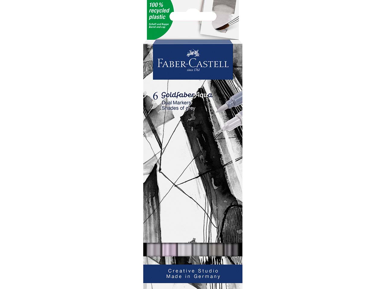 Faber-Castell Aquarell-Marker "Grautöne" Goldfaber Aqua Dual, Lettering-Set, 6 Stück