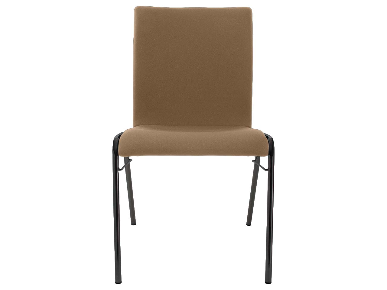 Besucherstuhl 'A45' Buche, Gestell schwarz, Steg, Vollpolster braun