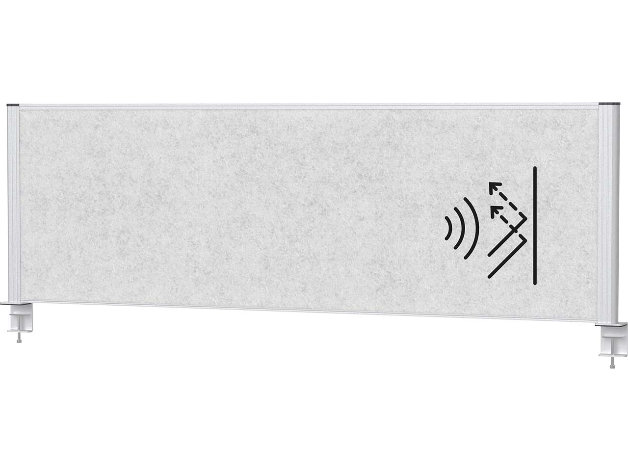 MAUL Tisch-Trennwand "MAULconnecto" silber, Akustik 160 x 50 cm, hellgrau