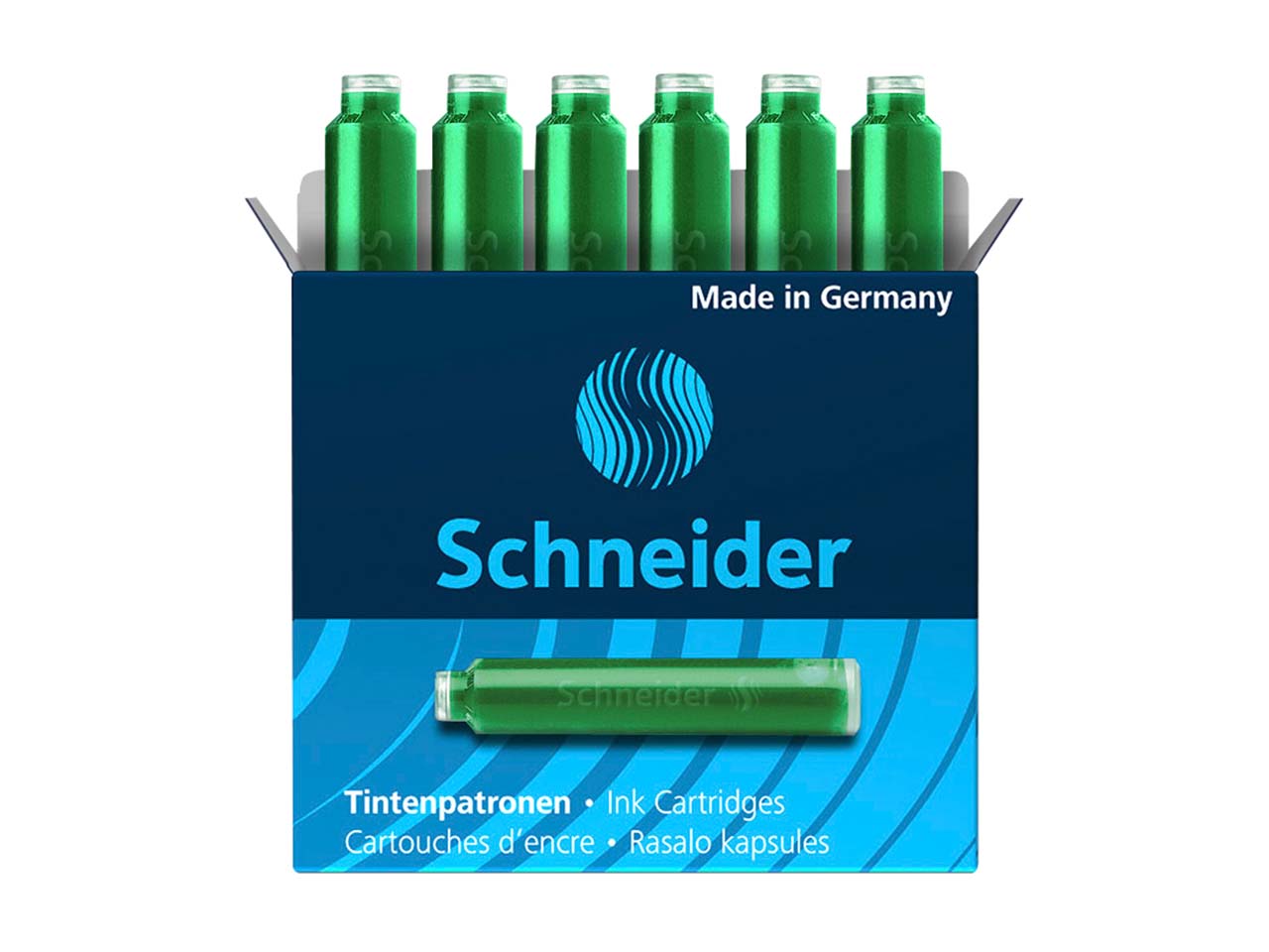 6 Schneider Tintenpatronen 6604 für Füller, grün