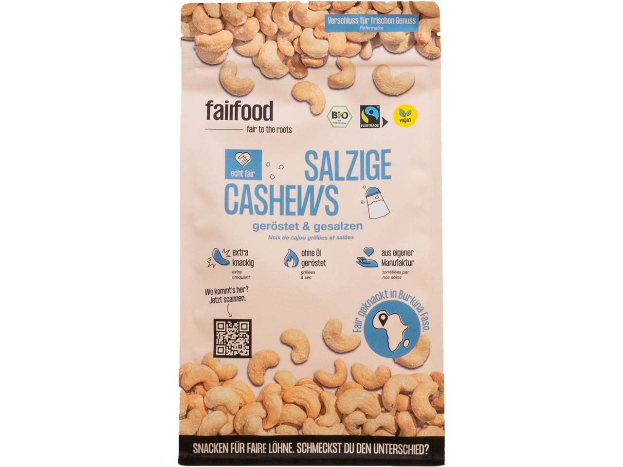 FAIRFOOD Bio-Cashewkerne 'geröstet und gesalzen', 500 g