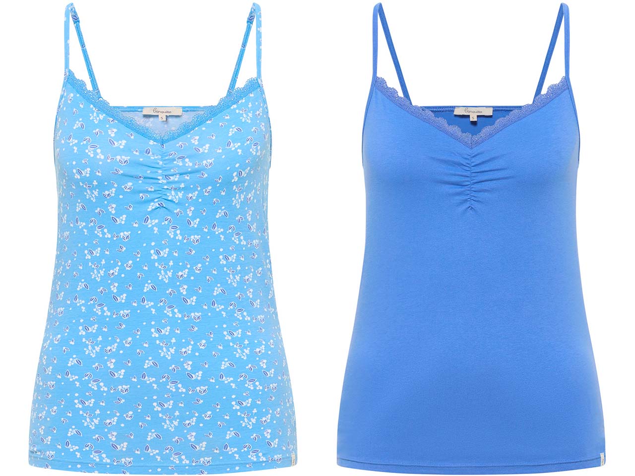 tranquillo 2er-Set Bio-Damen-Top 'Minaa' mit dezenter Spitze, various, Gr. M