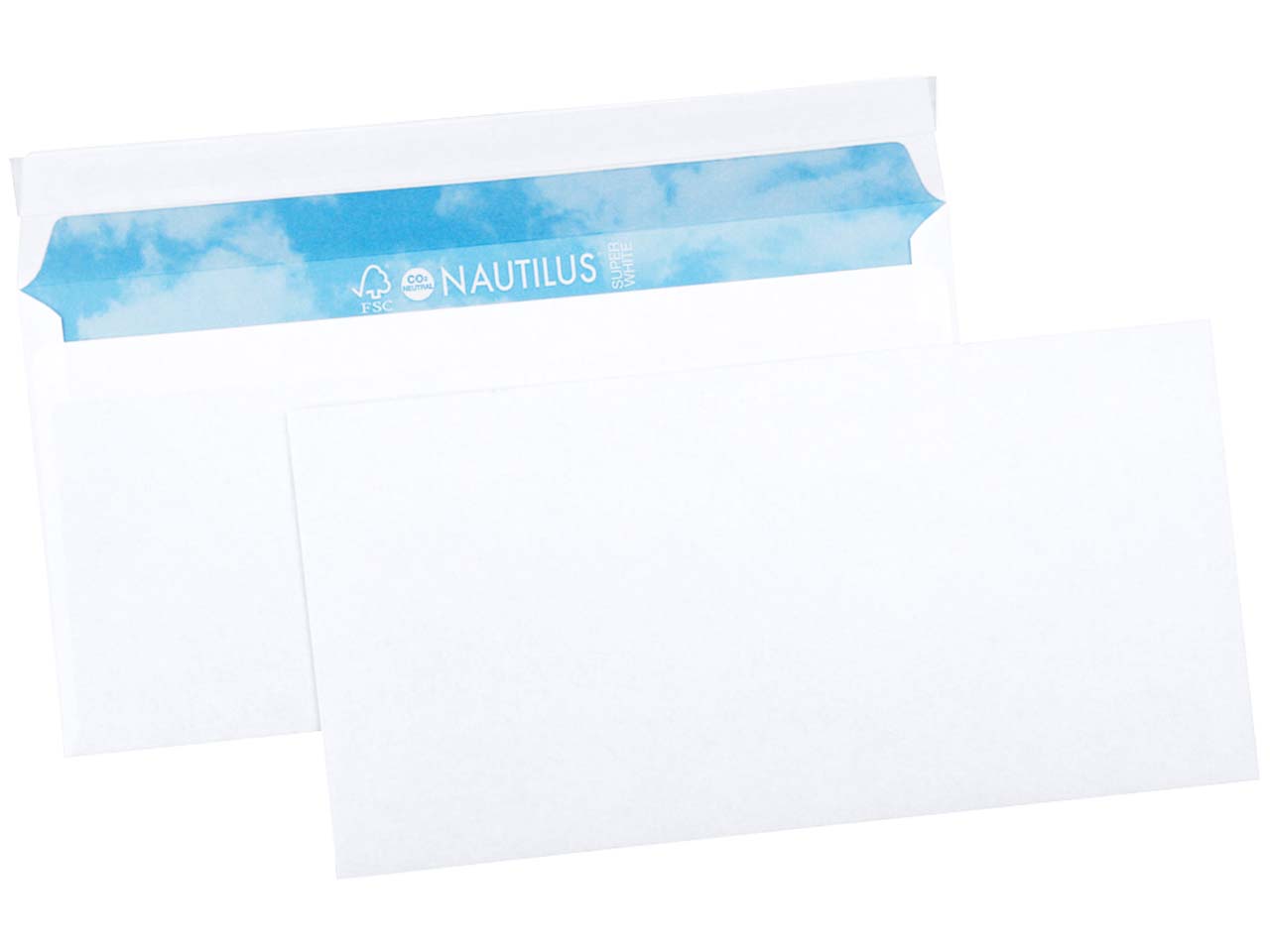 100 Briefumschläge "Nautilus Super White" DIN lang, mit Haftklebung, ohne Fenster, 80 g/m²