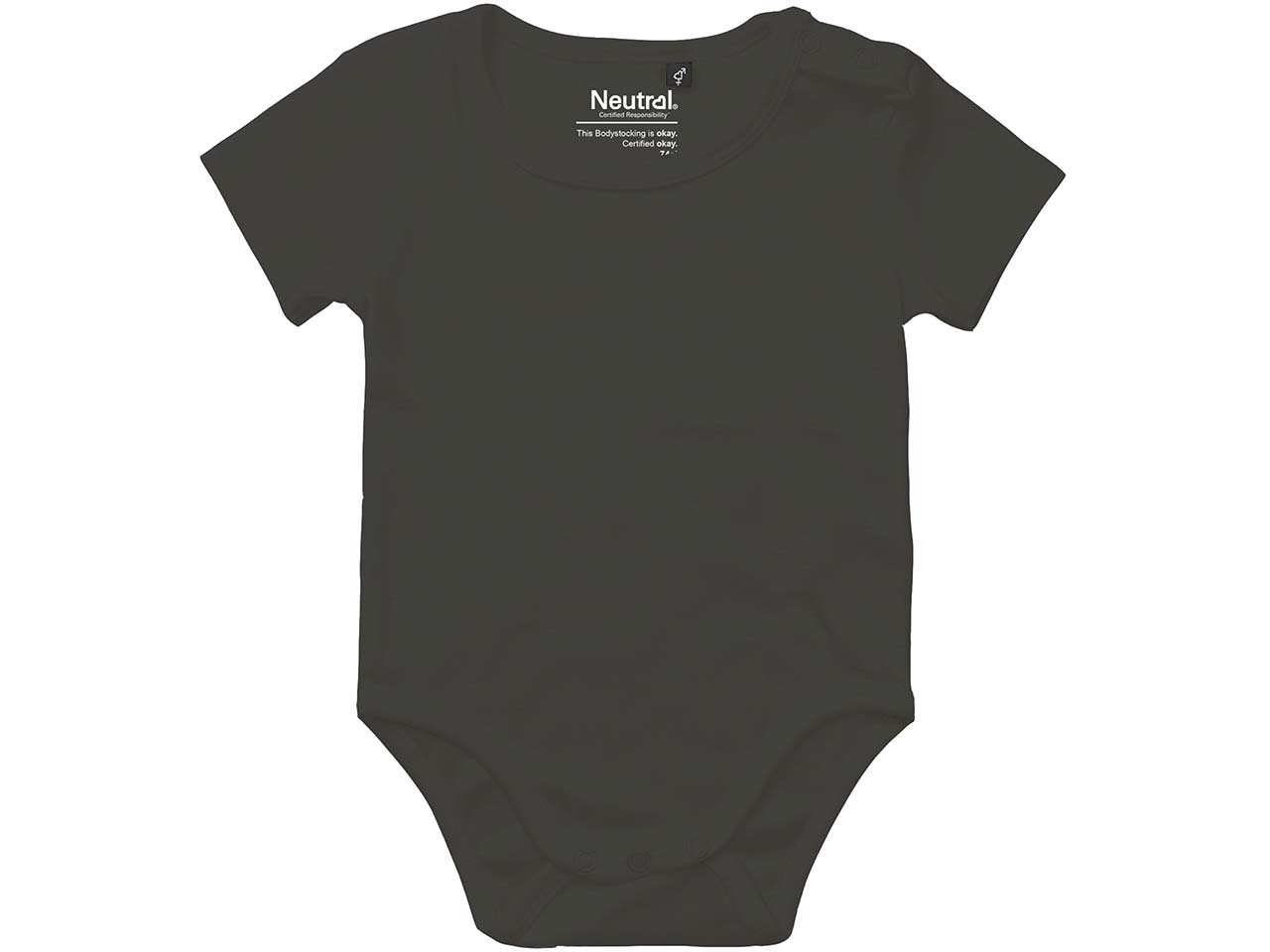 Neutral Bio-Baby-Kurzarmbody mit Metalldruckknöpfen an der Schulter, charcoal, Gr. 68