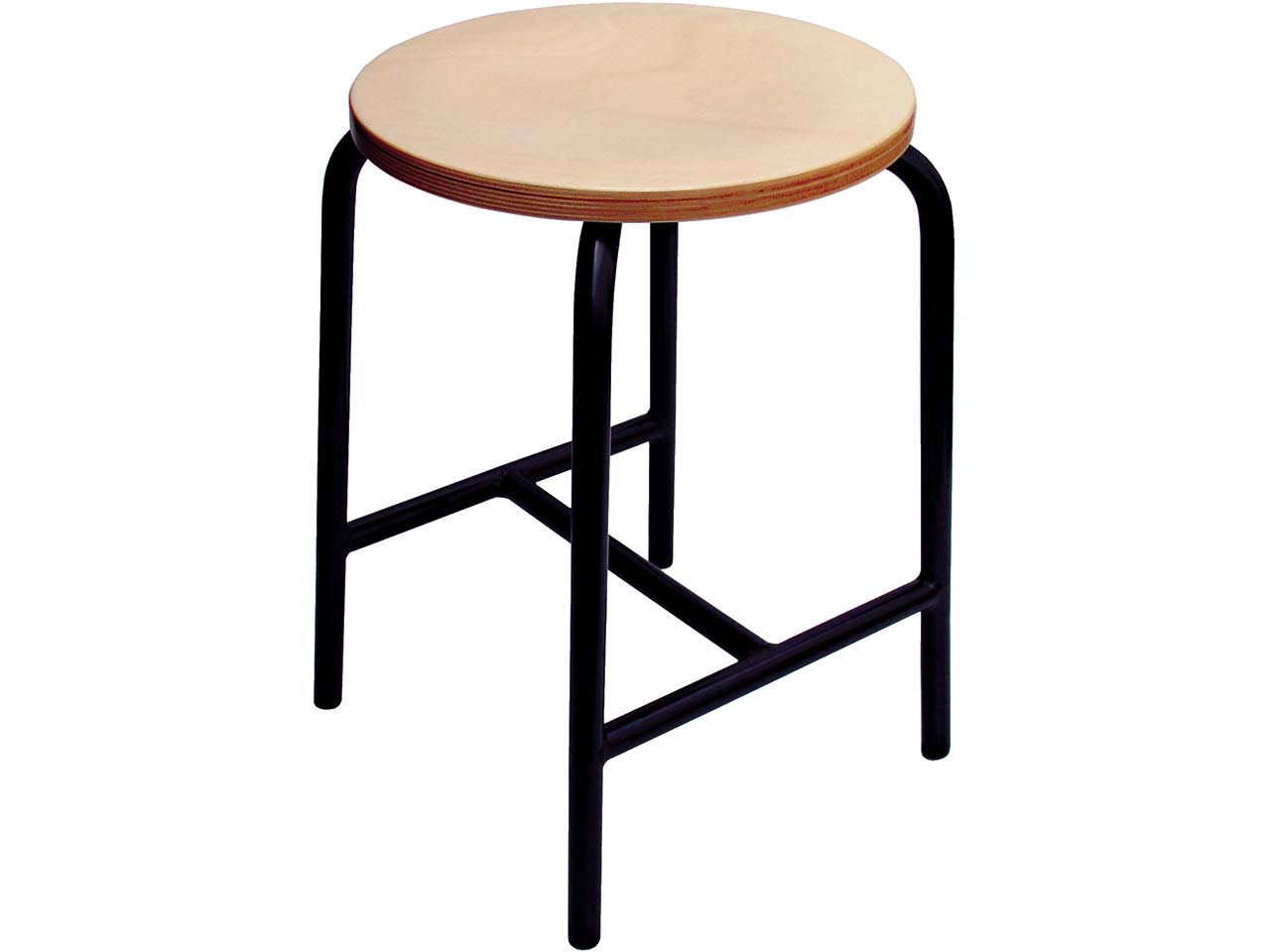 H-Strebe-Hocker mit Buchenholzsitzfläche, Höhe 500 mm