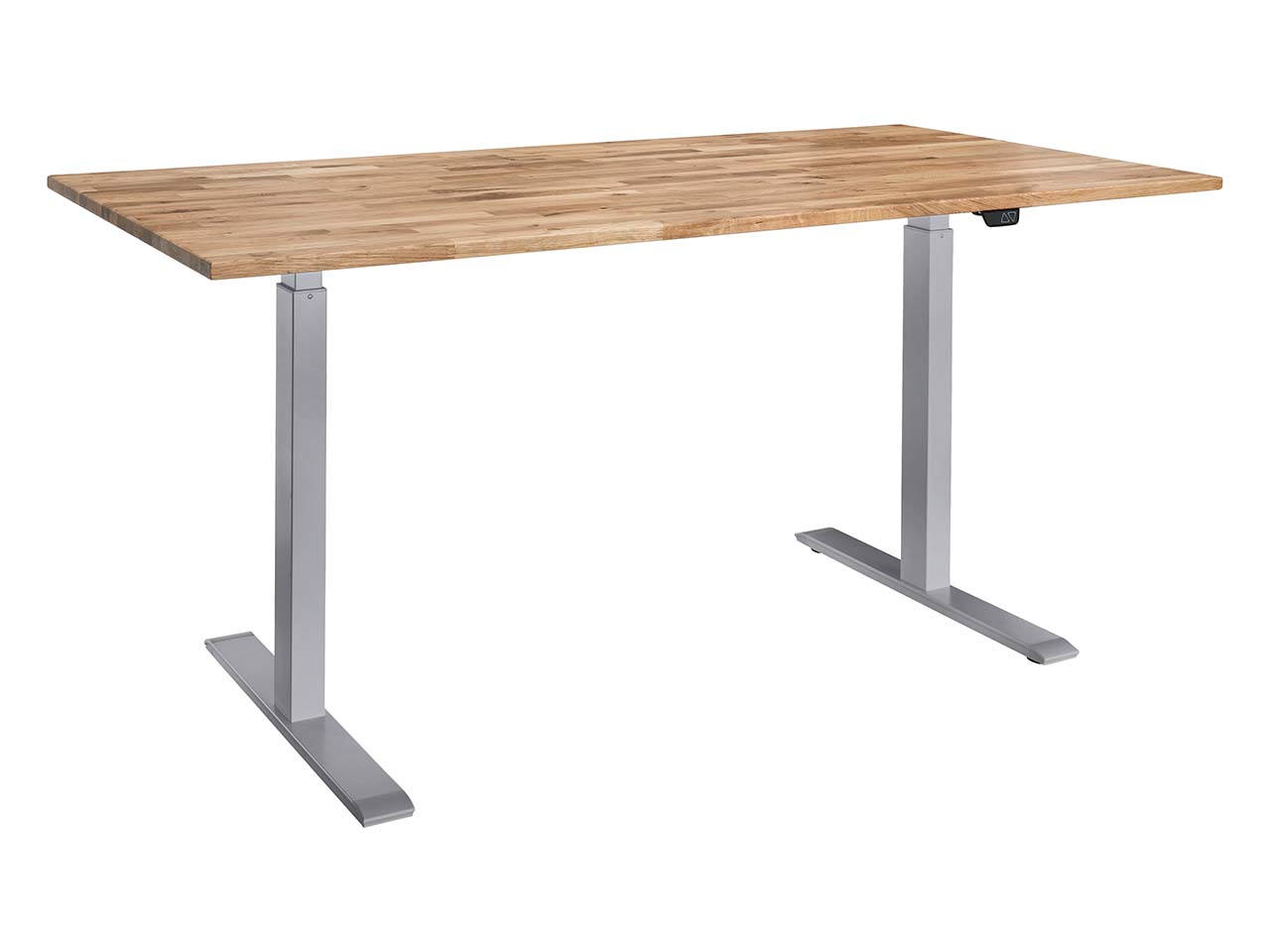 memo Höhenverstellbarer Schreibtisch "ON" grau, Eiche massiv, B 180 x T 80 cm