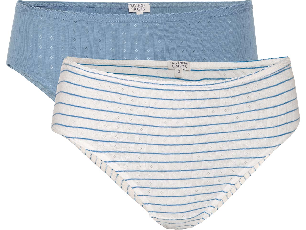 Living Crafts Bio-Damen-Slips 'RYLIE' mit Ajourmuster, 2 Stk. natural/seaside, Gr. M