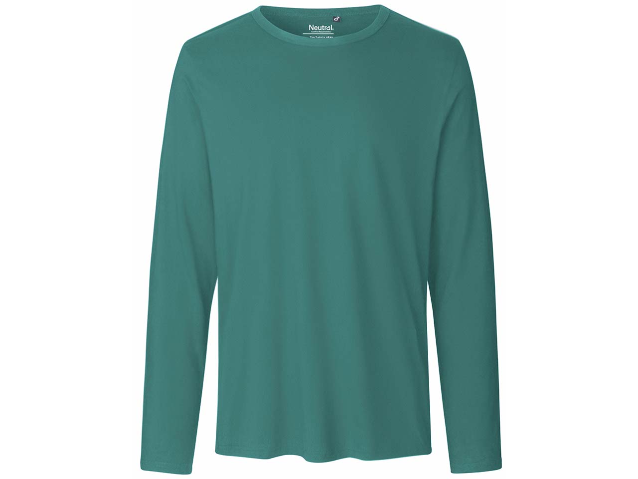 Neutral Bio-Herren-Langarmshirt mit Rundhalsaussschnitt teal, Gr. L